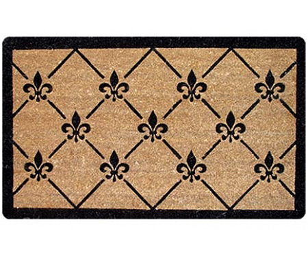 Fleur de Lys Trellis Vinyl Backed Doormat