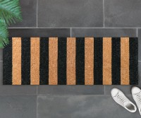 Black Stripes Long Doormat - PVC Backed