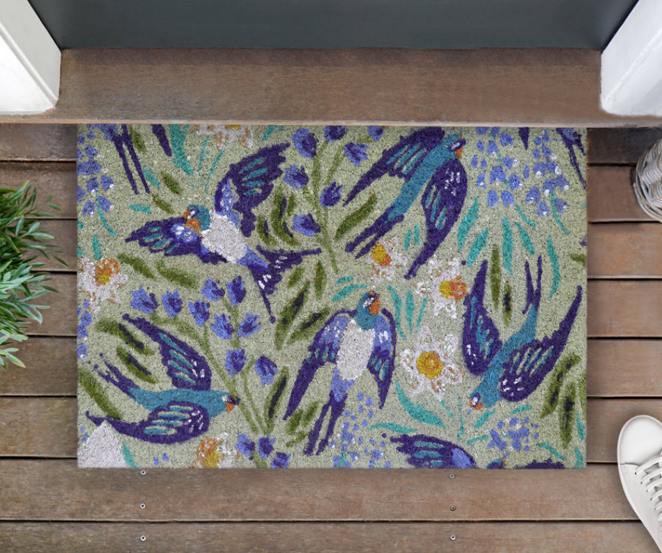Blue Swallows Doormat 60x40cm