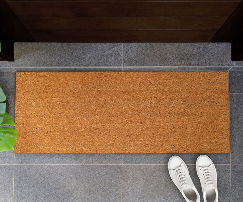 Long Plain Coir Doormat 120x45cm - PVC Backed