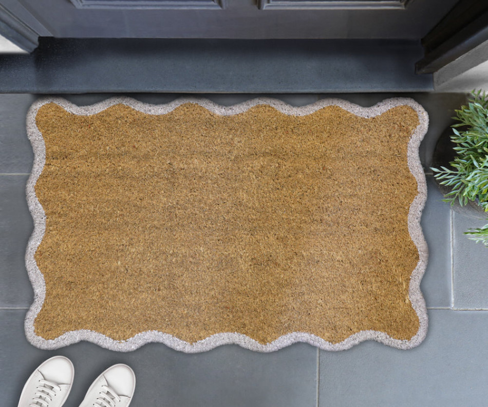 Carlow Wave White Border Doormat 80x50cm
