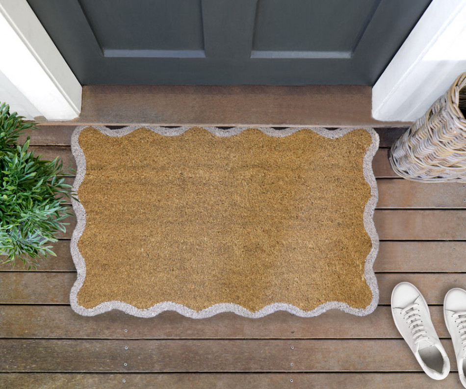 Carlow Wave White Border Doormat 80x50cm