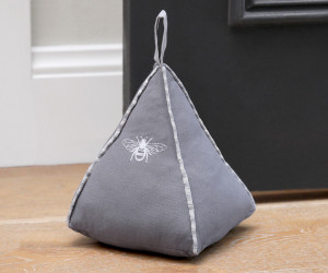 Provincial Grey Bee Door Stop
