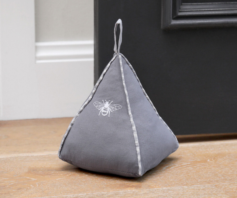 Provincial Grey Bee Door Stop